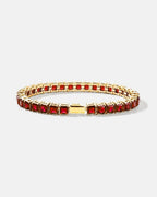 Square Tennis Bracelet | Ruby Red 14K Gold