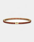 Pureform Square Tennis Bracelet in ruby red, 18K gold plated steel with 4 mm 5A+ square-cut zircon