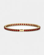 Pureform Square Tennis Bracelet in ruby red, 18K gold plated steel with 4 mm 5A+ square-cut zircon