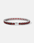 Square Tennis Bracelet | Ruby Red Silver