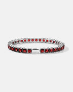Square Tennis Bracelet | Ruby Red Silver