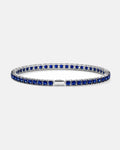 Pureform Square Tennis Bracelet in sapphire blue, polished silver-tone steel with 4 mm 5A+ square-cut zircon