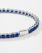 Sapphire blue tennis bracelet with a secure clasp, built for everyday wear