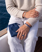 Men's tennis bracelet in sapphire blue and silver, lightweight 4 mm design