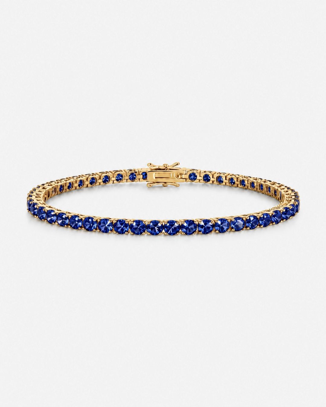 Sapphire Blue 14K Gold Tennis Bracelet