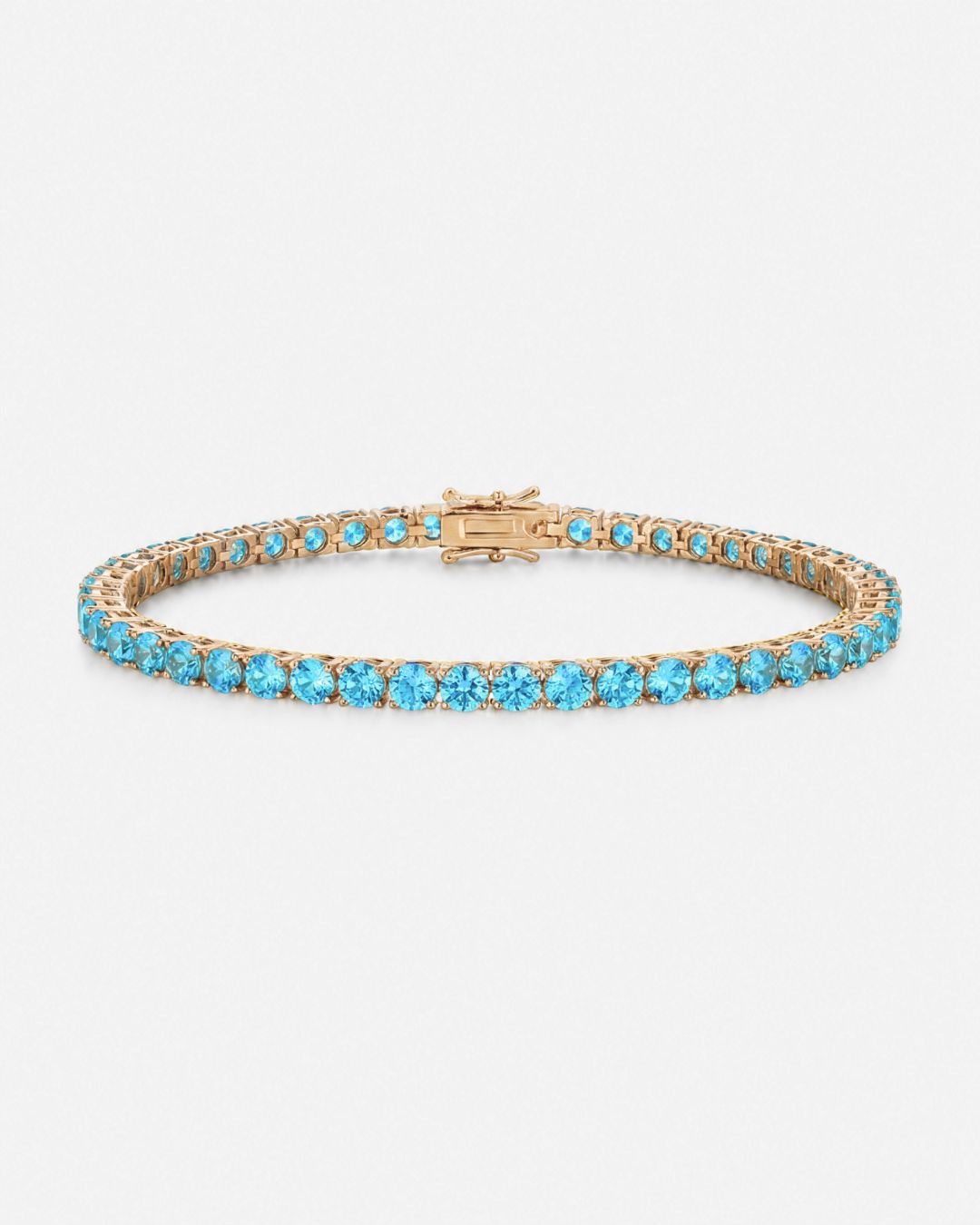 Tennis Bracelet | Aquamarine Blue 14K Gold