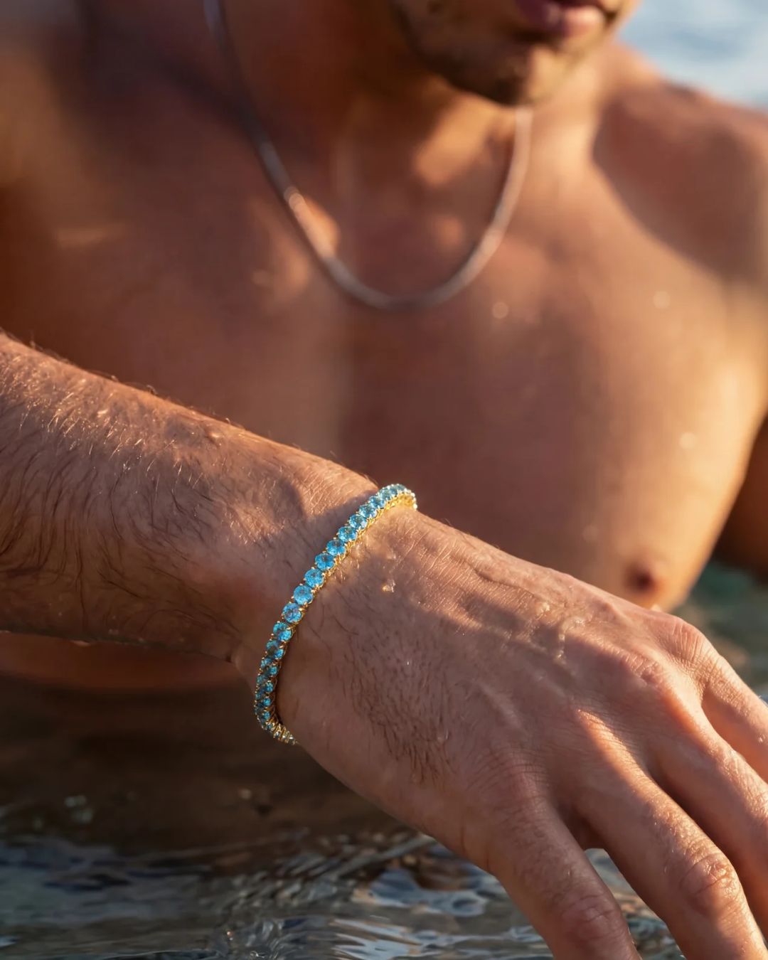Tennis Bracelet | Aquamarine Blue 14K Gold