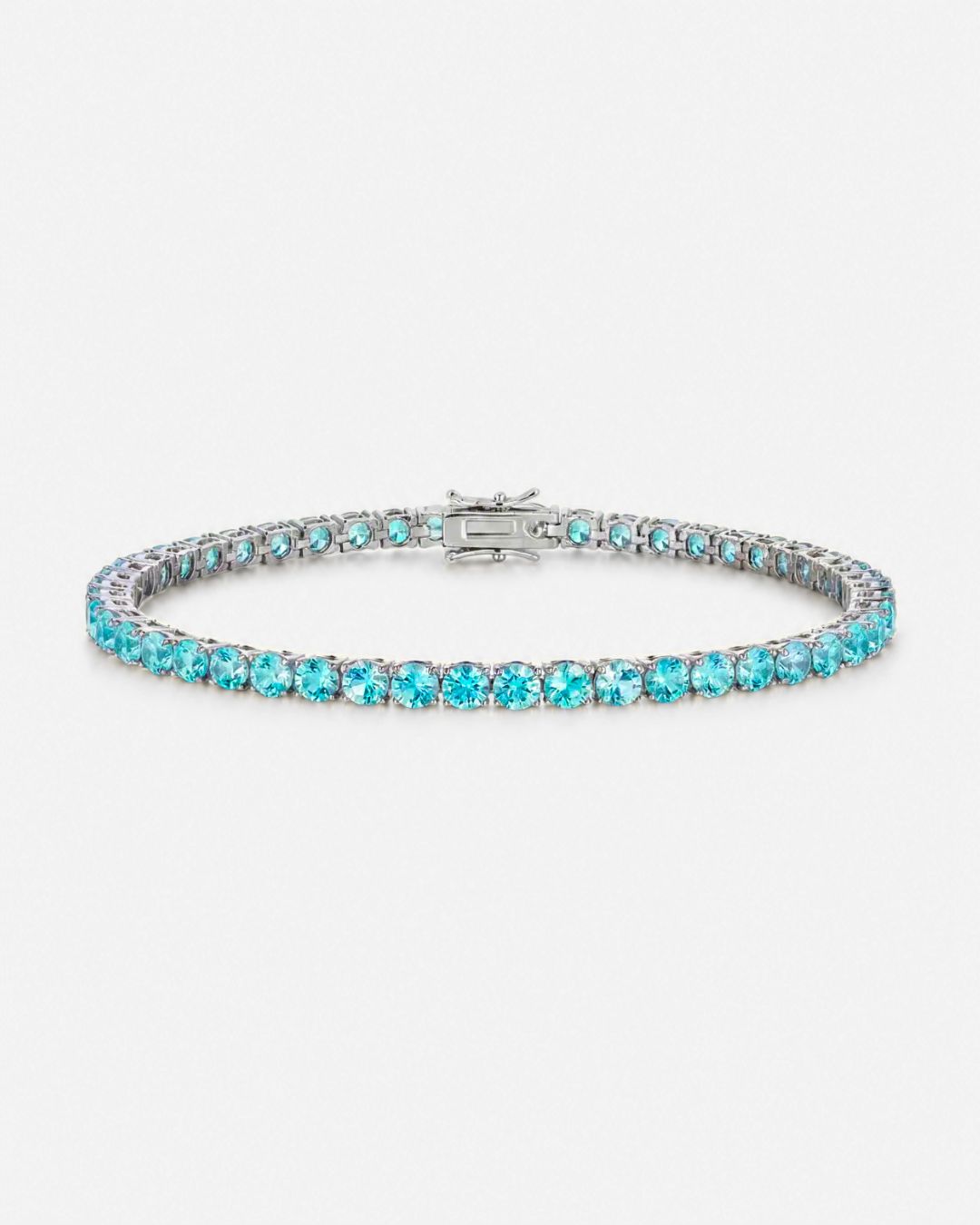 Tennis Bracelet | Aquamarine Blue Silver