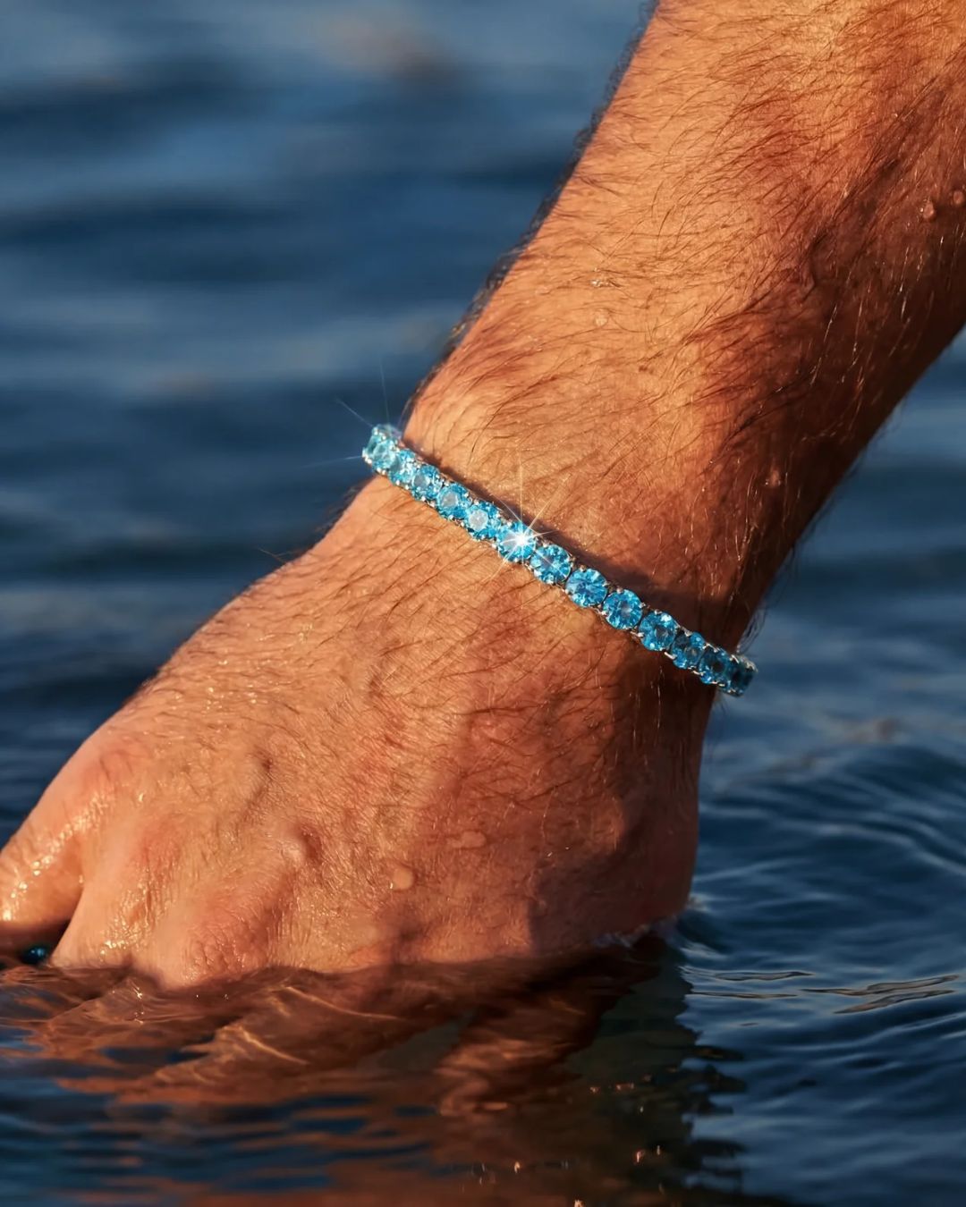 Tennis Bracelet | Aquamarine Blue Silver