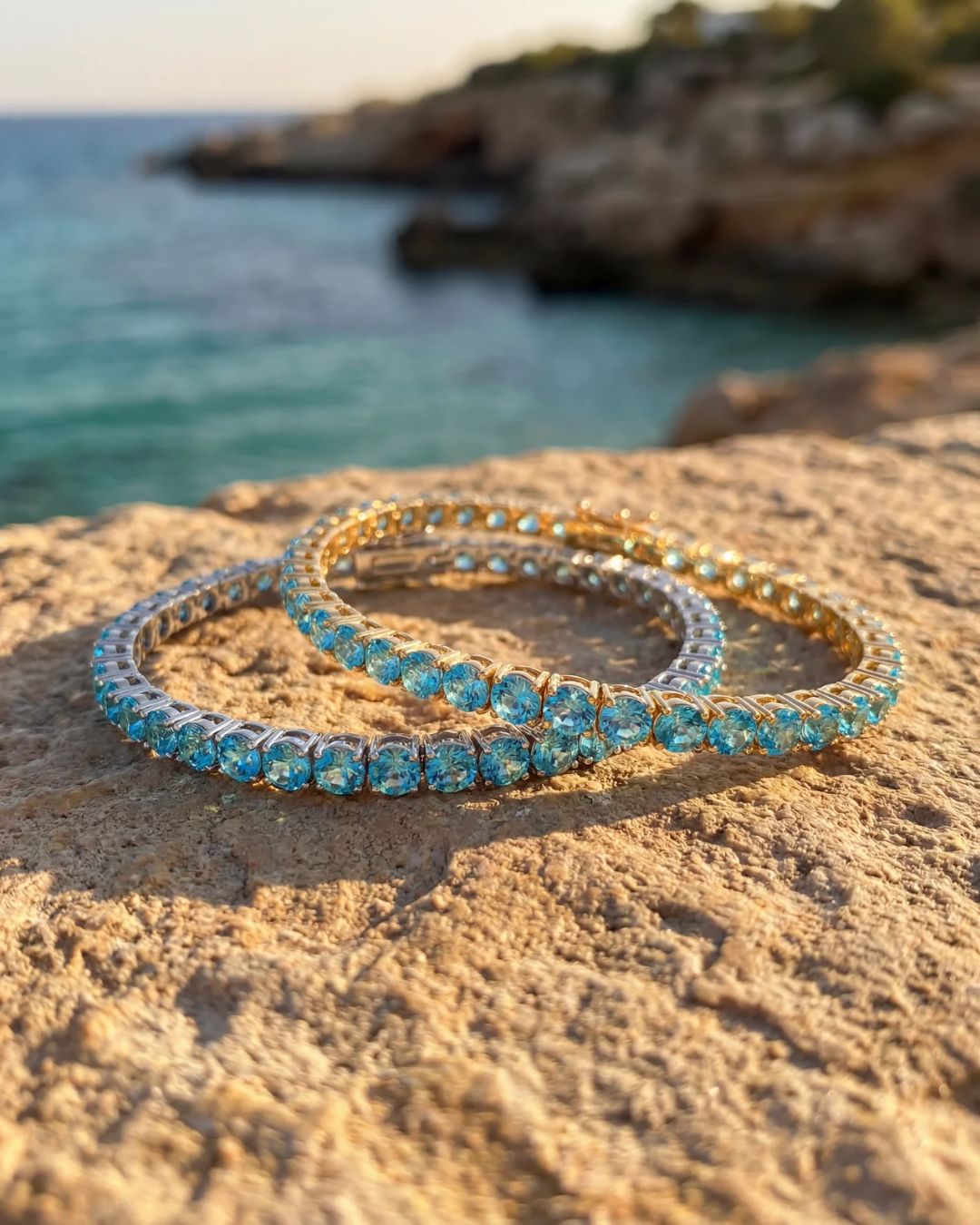 Tennis Bracelet | Aquamarine Blue Silver