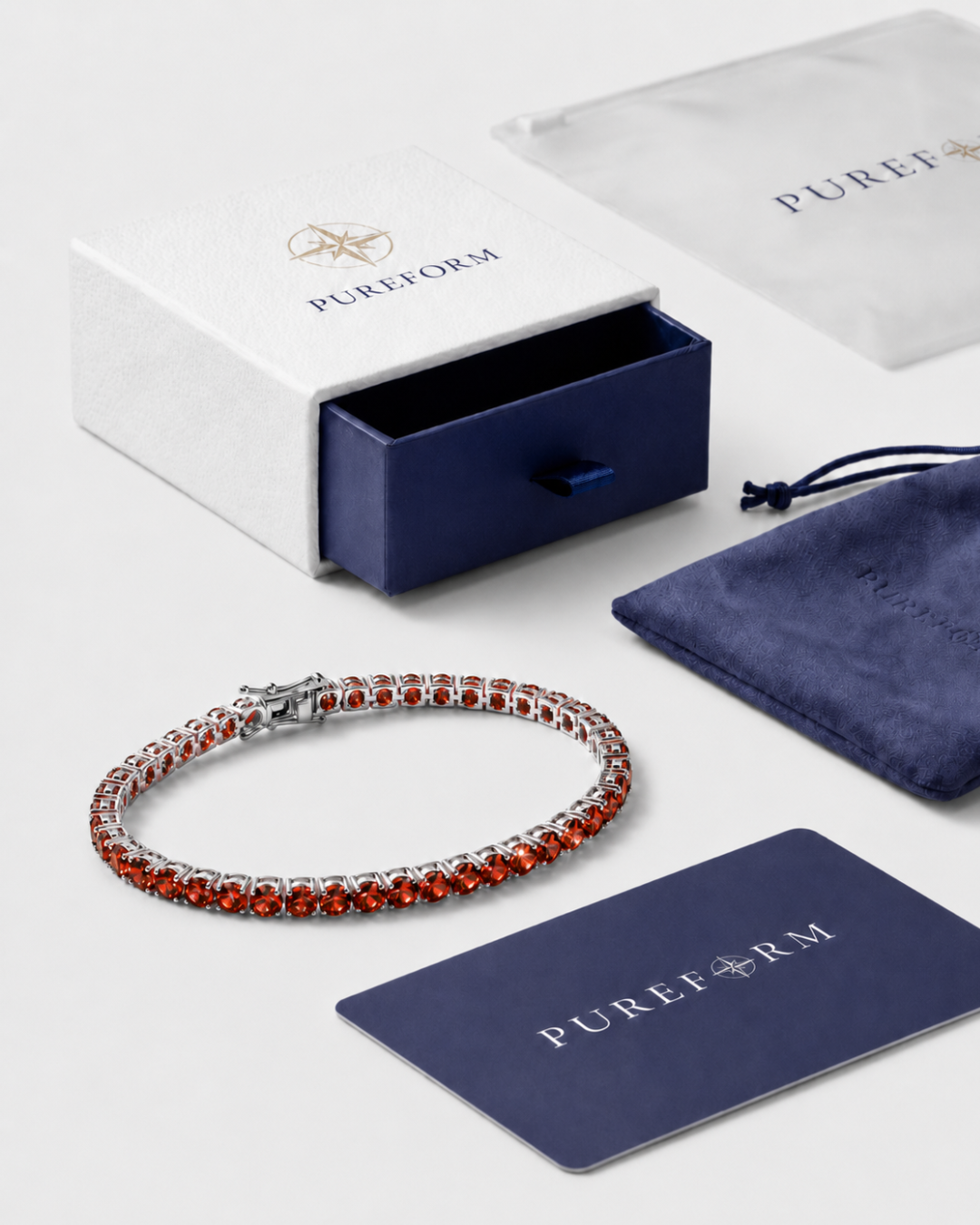 Tennis Bracelet | Ruby Red Silver