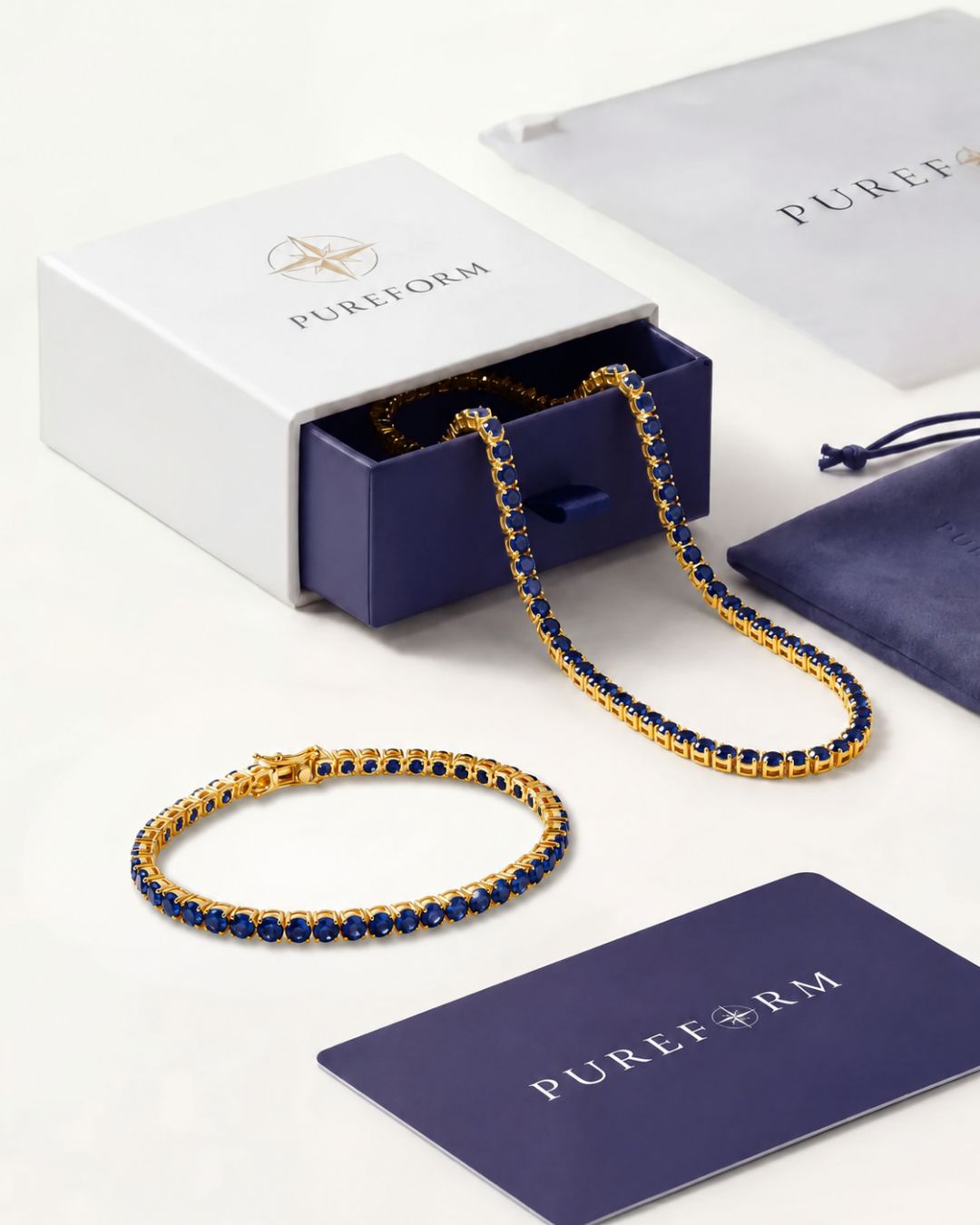 Tennis Bracelet | Sapphire Blue 14K Gold