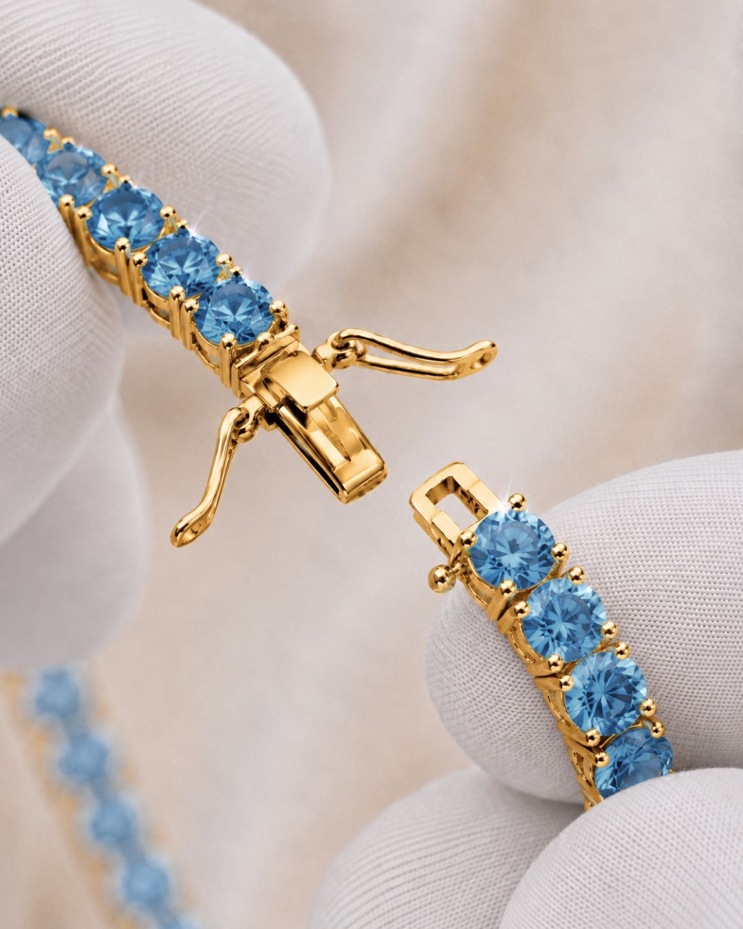Tennis Necklace | Aquamarine Blue 14K Gold