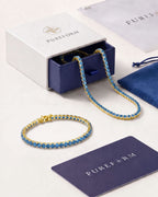 Tennis Necklace | Aquamarine Blue 14K Gold