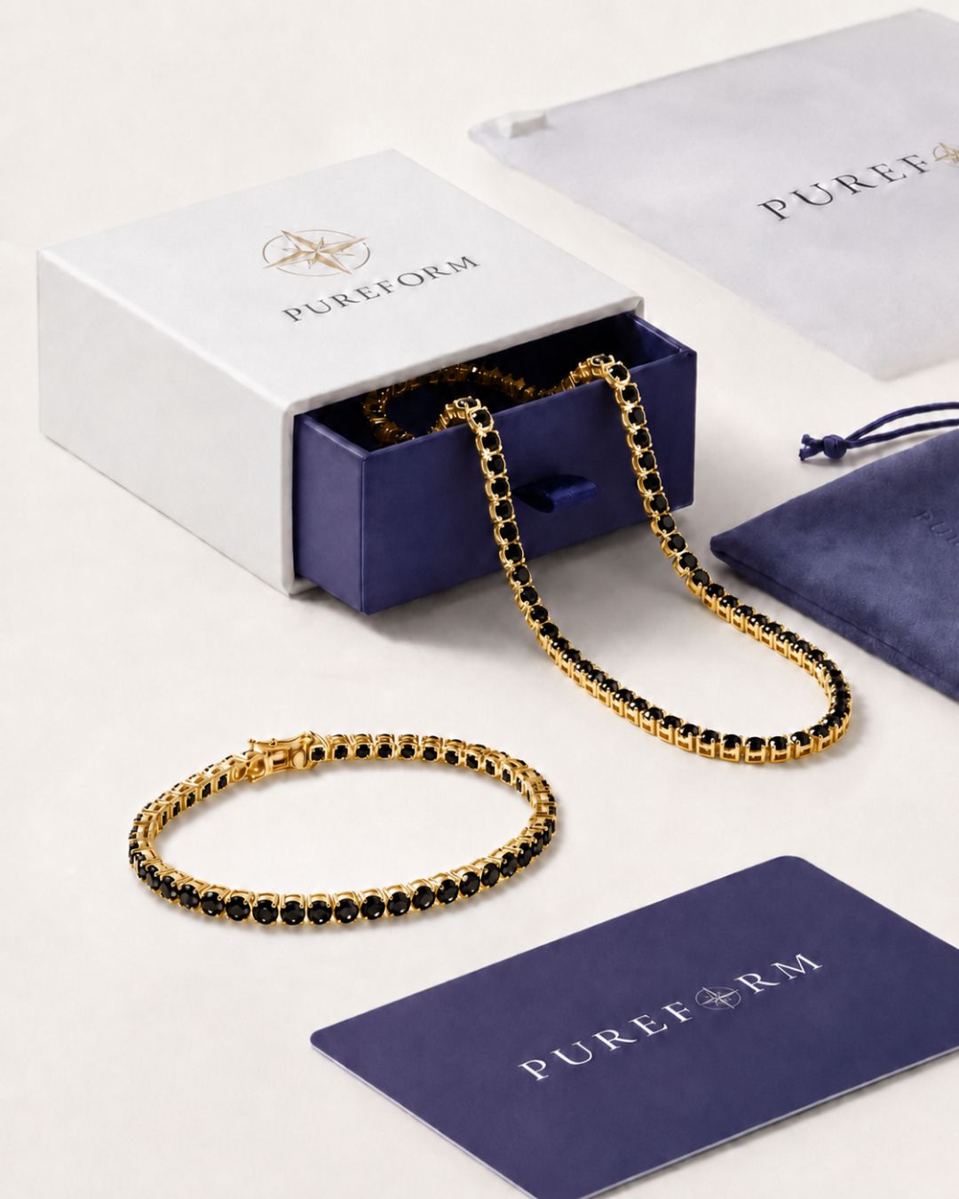 Tennis Bracelet | Onyx Black 14K Gold