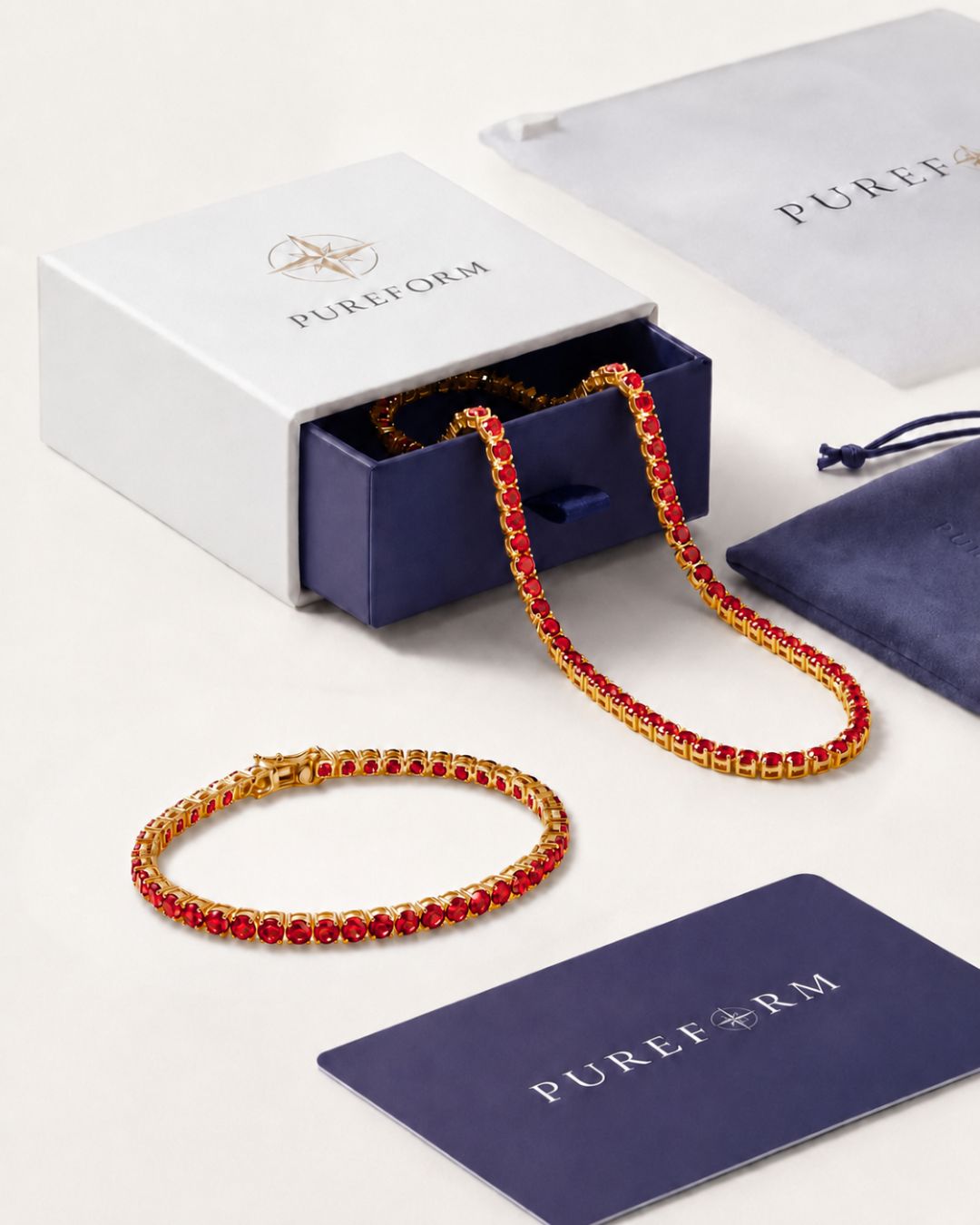Tennis Bracelet | Ruby Red 14K Gold