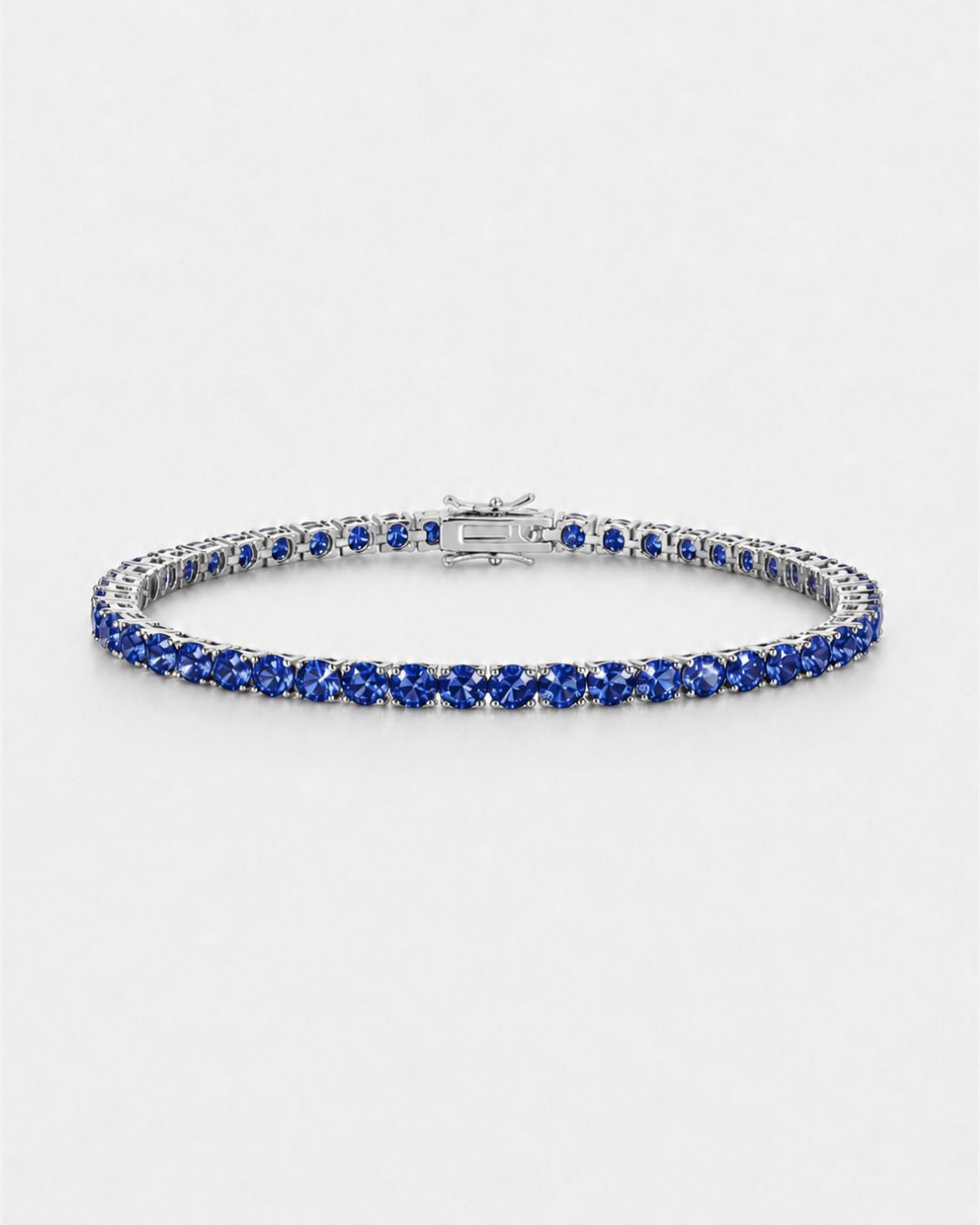 Sapphire Blue Silver Tennis Bracelet