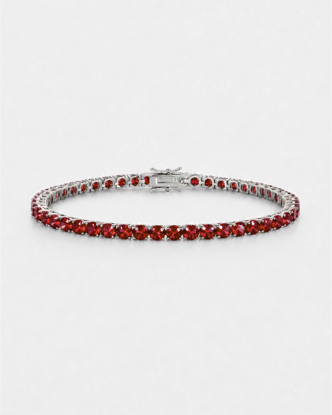 Ruby Red Silver Tennis Bracelet