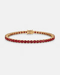 Ruby Red 14K Gold Tennis Bracelet