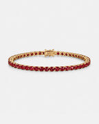 Ruby Red 14K Gold Tennis Bracelet