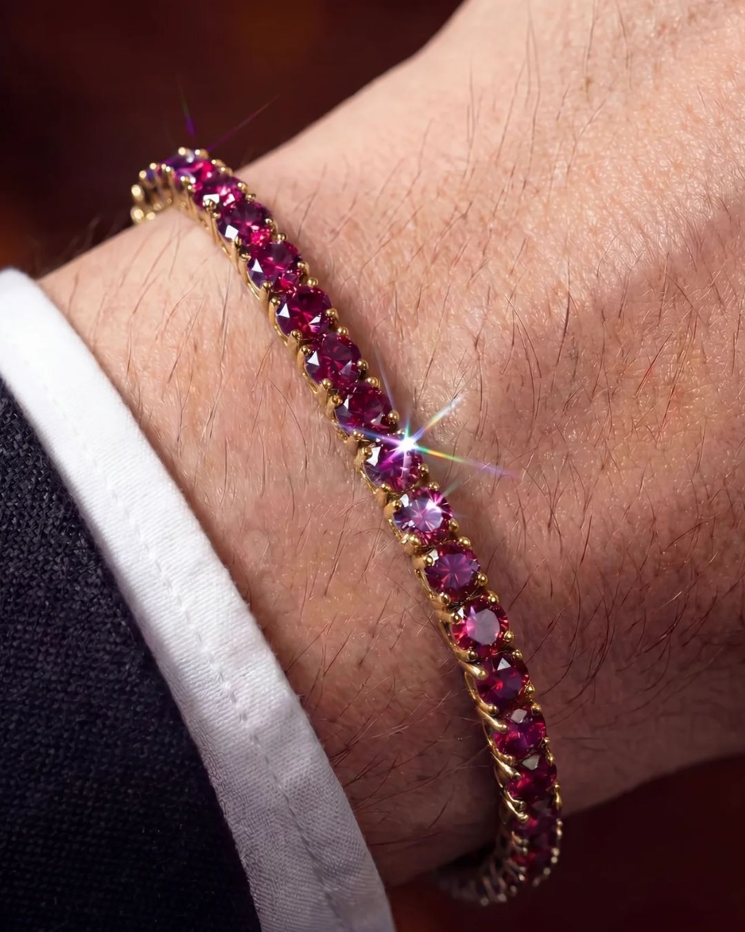 Tennis Bracelet | Ruby Red 14K Gold
