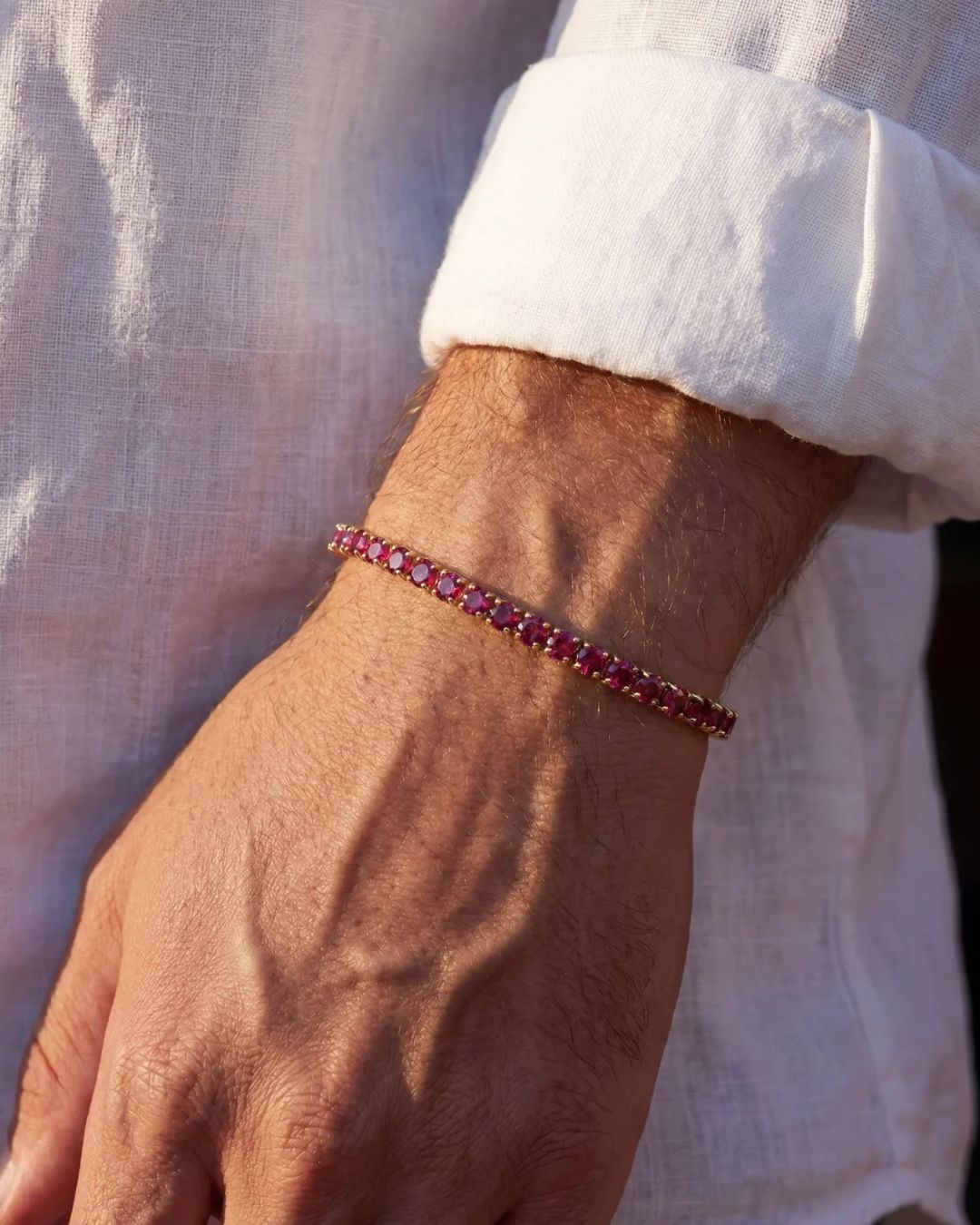 Tennis Bracelet | Ruby Red 14K Gold