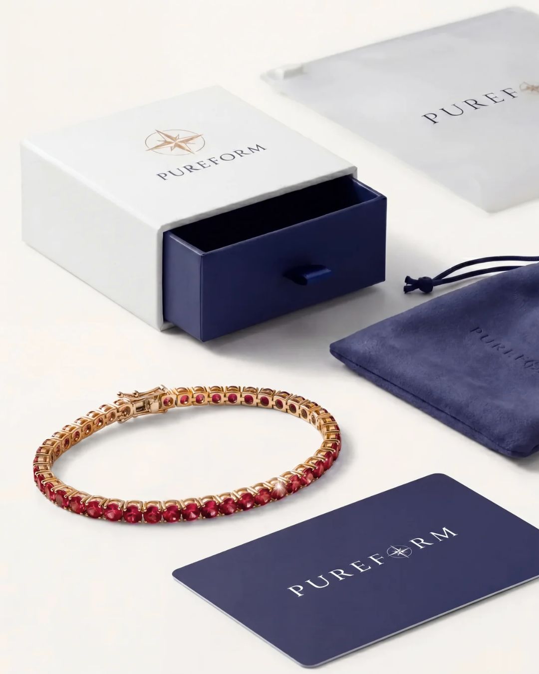 Tennis Bracelet | Ruby Red 14K Gold