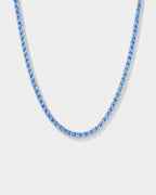 Tennis Necklace | Aquamarine Blue Silver