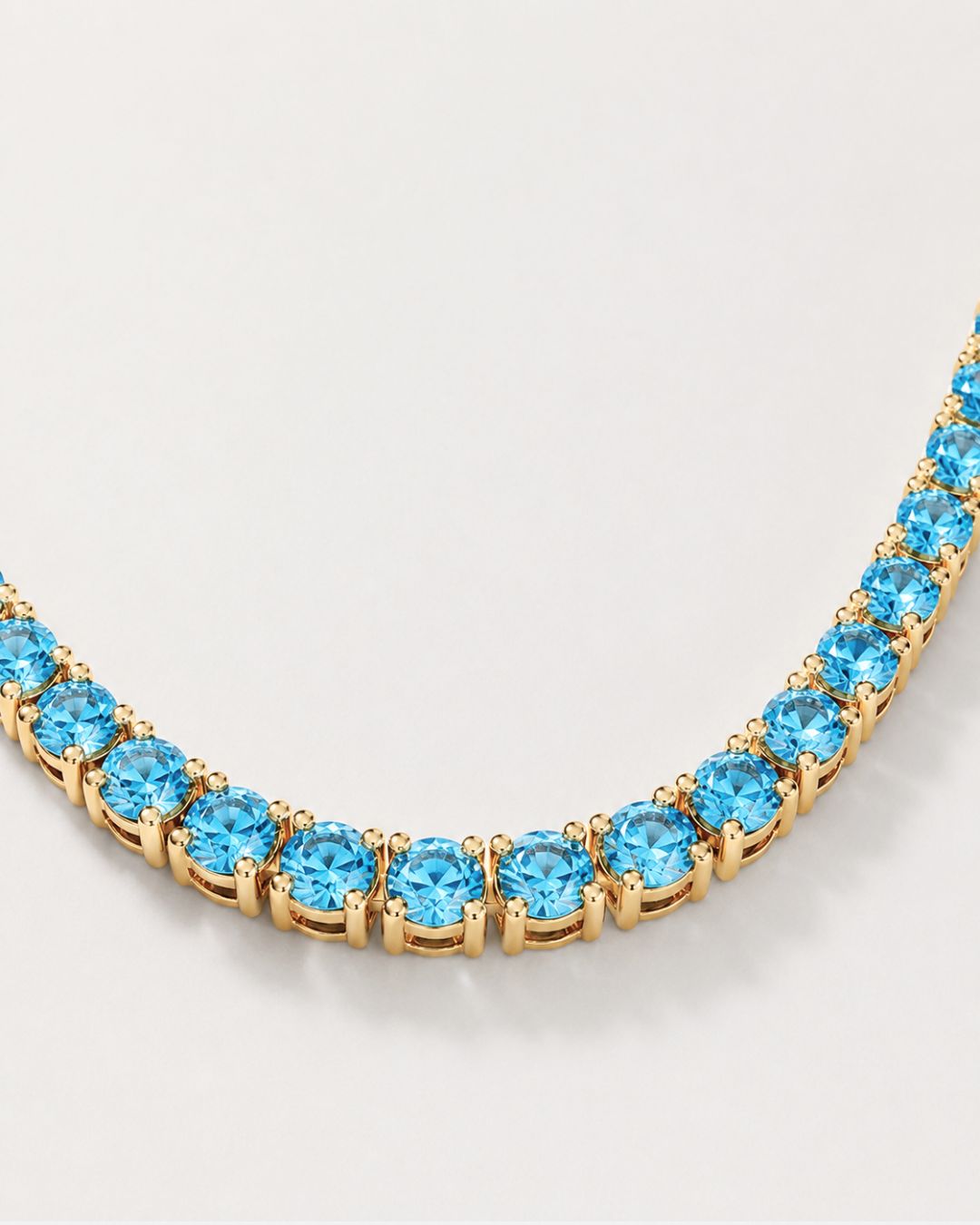 Tennis Necklace | Aquamarine Blue 14K Gold