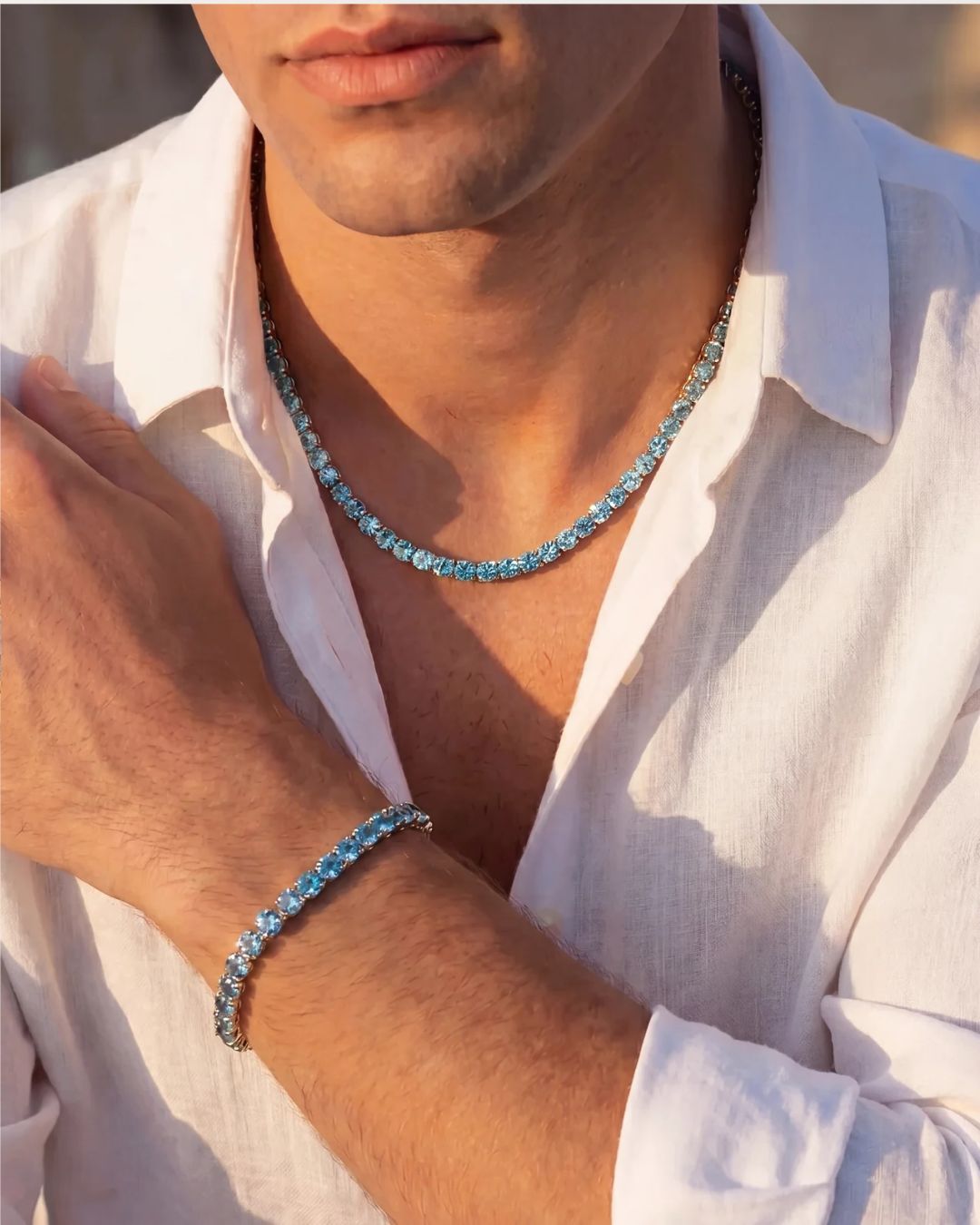 Tennis Bracelet | Aquamarine Blue 14K Gold