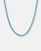 Tennis Necklace | Aquamarine Blue 14K Gold