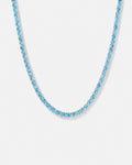 Tennis Necklace | Aquamarine Blue Silver