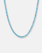 Tennis Necklace | Aquamarine Blue Silver