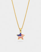 USA Lucky Star Charm Necklace | Gold