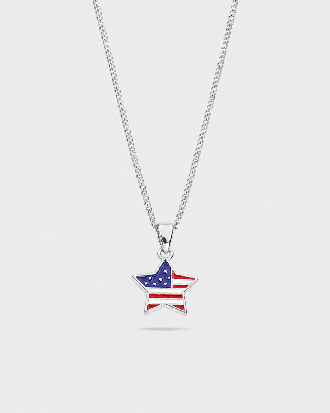 USA Lucky Star Charm Necklace | Silver