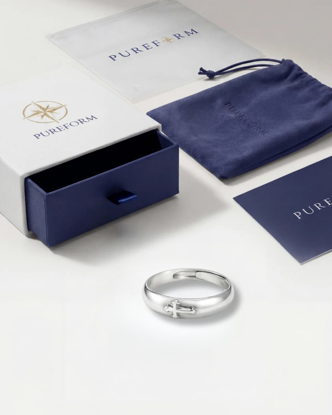 Minimal Cross Ring | Silver