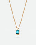 Aquamarine pendant necklace, 2 carat, 18K gold — studio packshot on white