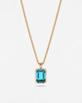 Aquamarine pendant necklace, 3 carat, 18K gold — studio packshot on white