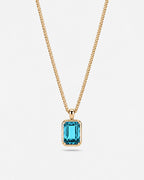 Aquamarine pendant necklace, 3 carat, 18K gold — studio packshot on white