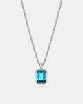 Aquamarine pendant necklace, 3 carat, 925 silver — studio packshot on white
