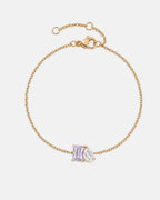 June birthstone bracelet in 14K gold, light amethyst and clear crystal stones