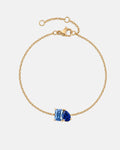 March birthstone bracelet in 14K gold, light sapphire blue and sapphire blue stones