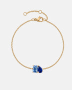 March birthstone bracelet in 14K gold, light sapphire blue and sapphire blue stones