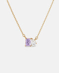 June birthstone necklace in 14K gold, light amethyst and clear crystal stones