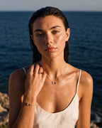 Model wearing the April birthstone set in 14K gold