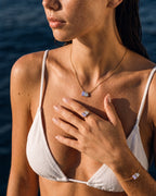 June birthstone ring, bracelet and necklace set in 14K gold, worn