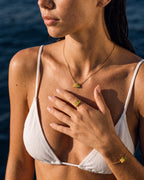 November birthstone ring, bracelet and necklace set in 14K gold, worn