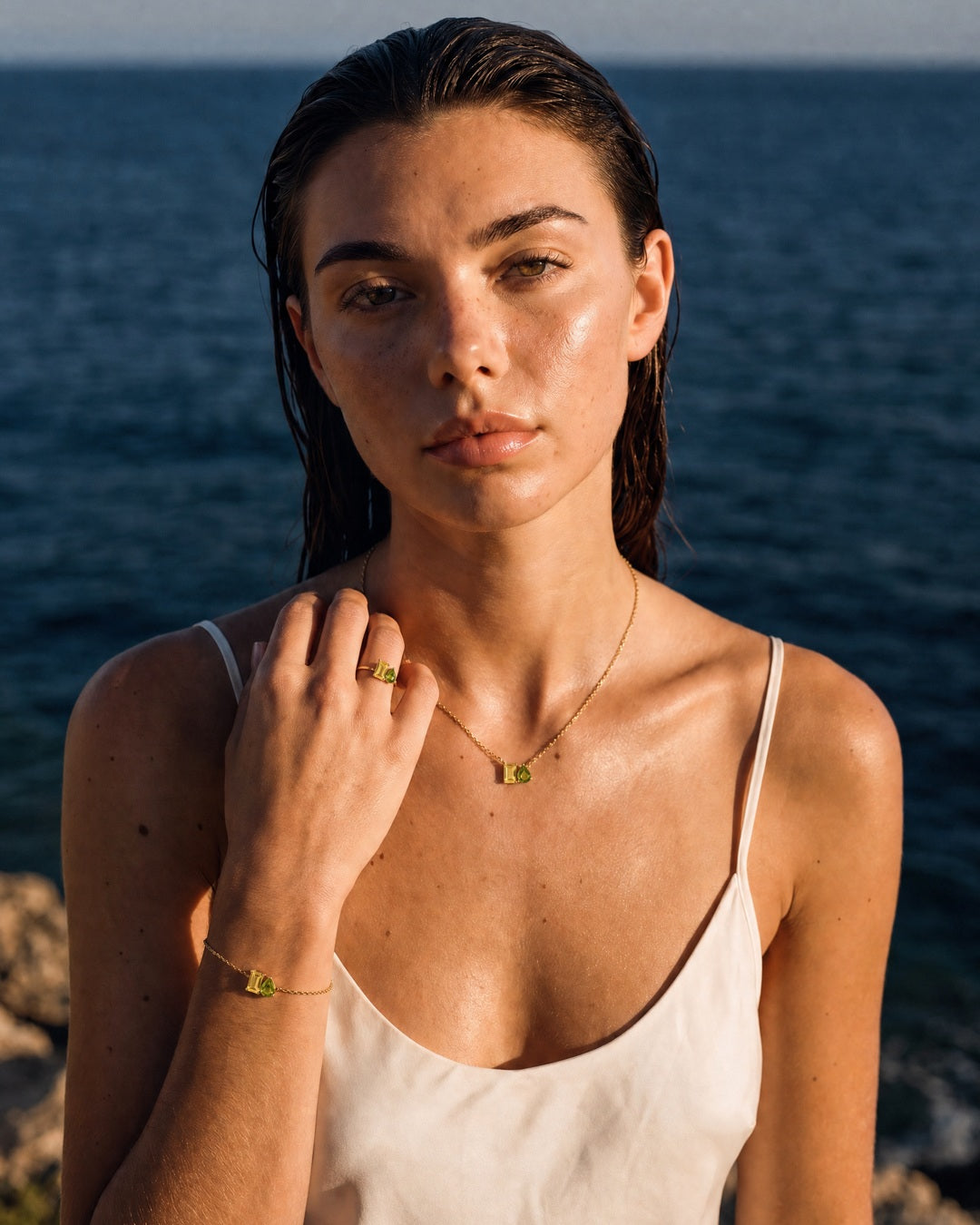 Model wearing the November birthstone set in 14K gold