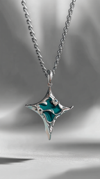 Necklace Plated alloy with deep blue crystal