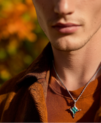 NecklacePlated alloy with deep blue crystal